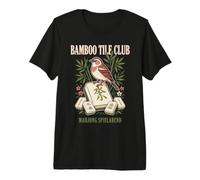 Bamboo Tile Club Soirée Mahjong Oiseau Rétro T-Shirt Haut de Gamme