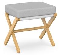 BAMBOOHOMIE Tabouret de Maquillage Pliable avec Pieds en X en Bambou, Repose-Pieds Ottoman, Tabouret Moderne Petit rembourré pour Salle de Maquillage, Chambre à Coucher, Salon (Naturel - Gris)