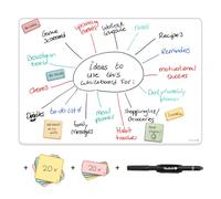 Bambook Sticky - Kit de démarrage - Lot de 5 tableaux blancs - Avec planificateur adhésif vierge, 2 mini notes autocollantes, un marqueur noir et un porte-stylo adhésif