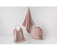 Bamboom Set pour crèche 3 pièces : Bavoir Xl, serviette et sac porte-objets, en fibre de bambou organique, Bath Set Towel + Bag + Bib, rose - 220 g