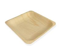 BambooMN Brand - 5.5 x 5.5 x 0.78 Disposable Wood Square Plates/Dishes, 100 Pieces by BambooMN