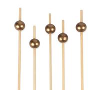 BambooMN Brand - Decorative Ball End Bamboo Picks - 3.9 (10cm) - Gold, 1,000pcs by BambooMN