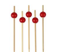 BambooMN Brand - Decorative Ball End Bamboo Picks - 3.9 (10cm) - Red, 1,000pcs by BambooMN