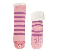 BambooMN Chaussettes thermiques extra épaisses et confortables en peluche avec doublure en polaire - Motif cochon rose