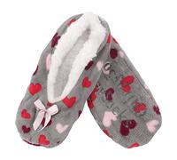 BambooMN Chaussons en fourrure super doux, chauds et confortables pour femme avec doublure antidérapante, 1 Pr, cœurs gris, 37/38 EU
