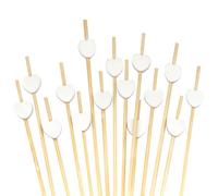 BambooMN Lot de 100 brochettes décoratives en bambou en forme de cœur blanc 18 cm