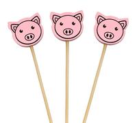 BambooMN Lot de 100 cure-dents en bambou pour apéritifs - 11,9 cm - Motif cochon rose