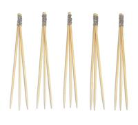 BambooMN - Lot de 300 pics en bambou - Fil argenté - Pour les événements traiteurs, les vacances, les restaurants ou les fournitures de fête - 8,9 cm