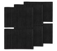 BambooMN Lot de 6 sets de table en bambou avec bordure en tissu - Impression couleur unie - 45,7 x 33 cm - Noir