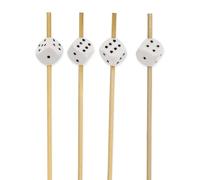 Bamboomn Marque - 9,9 cm decoratives dés fête d'extrémité en bambou Picks - Choix d'options blanc