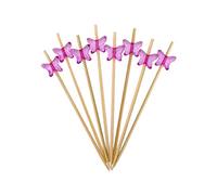 Bamboomn Marque - décoratifs en acrylique papillon d'extrémité en bambou Picks 9,9 cm (10 cm) 3.9" Butterfly - Purple