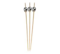 Bamboomn Marque - décoratifs Pearl Extrémité en bambou Picks 9,9 cm (10 cm) - 4 couleurs - 100/300/1000 pièces Gris mat