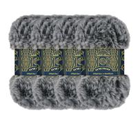 BambooMN Pelote de laine épaisse et moelleuse imitation fourrure - 100 % polyester - 100 g/écheveau - 4 écheveaux - Noir et blanc