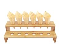 BambooMN Présentoir à cônes de nourriture en bambou naturel 33 x 12,4 x 8,9 cm pour restaurants, événements traiteurs, fêtes ou buffets, peut contenir jusqu'à 12 cônes - 3 pièces