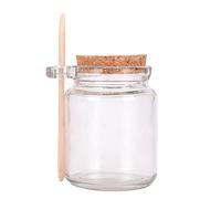 Bamboopack Bocal en verre transparent de 250 ml avec couvercle en bois et cuillère hermétique pour conserver les aliments