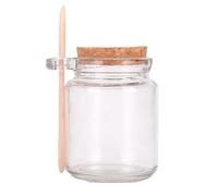 Bamboopack Bocal en verre transparent de 250 ml avec cuillère en bois et bouchon en liège pour stocker les aliments, assaisonnement, sel de bain