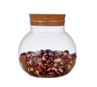 Bamboopack Bocal rond en verre transparent avec bouchon en liège pour thé, café, bonbons, biscuits, chocolat, aliments secs, cuisine, garde-manger, 500 ml