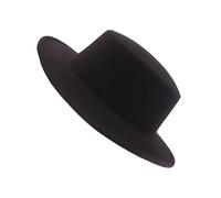 Bamboopack Chapeau Fedora noir élégant à bord plat pour église Derby pour spectacle, fête, cosplay, mariage, vie quotidienne