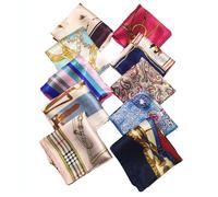 Bamboopack Lot de 10 foulards carrés imprimés multicolores - Écharpes et accessoires multifonctionnels pour le cou et les cheveux - Foulards pour femmes et filles (aléatoire)