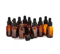 Bamboopack Lot de 12 flacons vides en verre ambré de 10 ml avec compte-gouttes en verre et bouchon noir pour maquillage, échantillons, huiles essentielles, aromathérapie, parfums de voyage