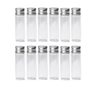 Bamboopack Lot de 12 petits flacons en verre de 30 ml avec couvercles à visser en aluminium pour échantillons de messages de souhaits pour décorations de mariage ou loisirs créatifs Transparent