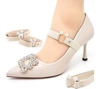 Bamboopack Lot de 2 paires de sangles élastiques amovibles pour talon haut pour femme - Sangles de cheville élastiques de rechange pour talons hauts (beige)