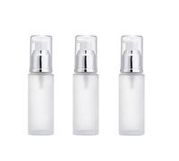 Bamboopack Lot de 3 flacons vides rechargeables en verre dépoli transparent de 30 ml pour crème, fond de teint, émulsion, huile essentielle