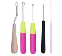 Bamboopack Lot de 5 crochets de différentes tailles pour crochet, aiguille, dreadlocks, crochet avec loquet pour tresses, cheveux, tapis et autres travaux manuels