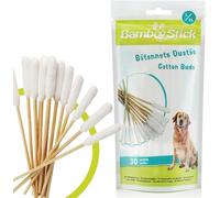 BambooStick Pack de 30 coton-tiges L/XL pour nettoyer les oreilles des grands chiens - Produit naturel pour le soin des oreilles des chiens - Facile à utiliser - Elaboré par un vétérinaire français