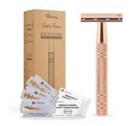 Bamboozy Rasoir de Sureté avec 20 Lames Premium pour Femmes - Rasoir Manuel - Aluminium - Lames Doubles - Sans Plastique - Zéro Déchet (Or Rose)