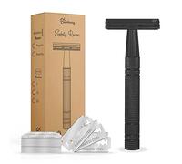 Bamboozy Rasoir de Sureté avec 20 Lames Premium pour Femmes - Rasoir Manuel - Aluminium - Lames Doubles - Sans Plastique - Zéro Déchet (Noir)