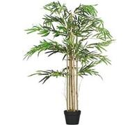 Bambou artificiel 4 pieds H. 1,15 m 730 feuilles denses réalistes pot inclus noir vert G