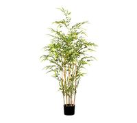 Bambou artificiel de 130 cm de haut, 1080 feuilles résistantes aux UV, tige naturelle dans un pot en plastique
