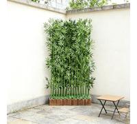 Bambou artificiel de 200 m avec jardinière - Brise-vue en faux bambou pour intérieur et extérieur - Plantes décoratives artificielles pour jardin, balcon et terrasse(100 cm Base+26 Bamboo,2m/6.5ft)