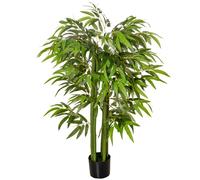 HOMCOM Plante Artificielle, Bambou Arbre Artificiel, Hauteur 140 cm avec Pot, Fausse Plante Vert décoration pour Maison, Bureau, Salon, Chambre