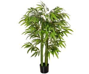 Bambou artificiel H.1,40m 6 pieds 780 feuilles denses réalistes pot inclus vert