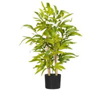 Bambou artificiel H.60 cm feuilles denses réalistes lichen pot inclus Vert