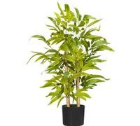 Bambou artificiel H.60 cm feuilles denses réalistes lichen pot inclus Vert