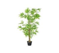 Outsunny Bambou Artificiel Hauteur 1,5 m 644 Feuilles denses réalistes Pot Inclus Noir avec Lichen Vert