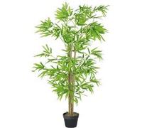 Outsunny Bambou Artificiel Hauteur 1,5 m 644 Feuilles denses réalistes Pot Inclus Noir avec Lichen Vert