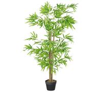 Bambou Artificiel Outsunny Hauteur 1,5 m 644 Feuilles denses réalistes Pot Inclus Noir avec Lichen Vert