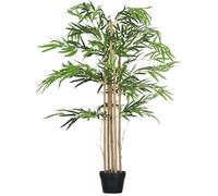 Bambou Artificiel Outsunny XXL 1,15H m arbre artificiel 730 Feuilles denses réalistes Pot Inclus Noir Vert