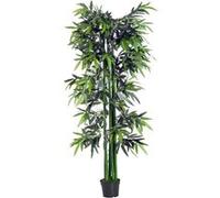 Outsunny Bambou Artificiel XXL 1,80H m Arbre Artificiel Feuilles denses réalistes Pot Inclus Noir Vert