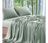 Bambou Drap Housse 90x200 Vert Sauge Bonnet 30cm Unie Drap de lit Lyocell Drap Housse Soie Lisse Respirant pour Matelas Épais Hypoallergénique sans Repassage Ourlet Élastique La Peut Atteindre 30cm