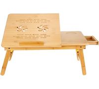 Bambou ordinateur portable lit support de bureau canapé support de refroidissement avec tiroir - S