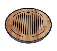 Bambou Round Tea Tray Taapot Tapis Serving Tray Drainage Storage ENTRAÎNEMENT des The (10 Pouces)