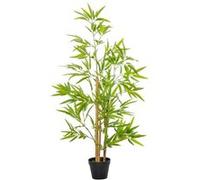 Bambous artificiels 1,20H m - lot de 2 bambous artificiels - 369 feuilles réalistes par bambou avec vrais troncs - pot inclus noir vert Vert G