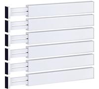 Bambüsi Lot de 6 grands séparateurs de tiroir réglables en bambou pour ustensiles de cuisine, commode, chambre, salle de bain, tiroir de bébé, bureau - 44,5 cm à 55,9 cm (blanc)
