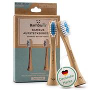 BAMBUNA brossettes de rechange, pour brosse à dents sonique Philips Sonicare, en bambou, moyennement souples (bleu/bleu, Lot de 2)