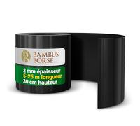 Bambusbörse Bordure de Jardin Exterieur - 15 cm de Haut, 20 m de Long - Bordure en Plastique HDPE - Bordure Flexible pour massifs et pelouses, résistante aux intempéries et aux UV et Durable